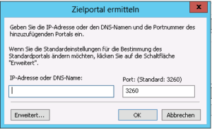Windows 2012 Server - iSCSI - Zielportal ermitteln